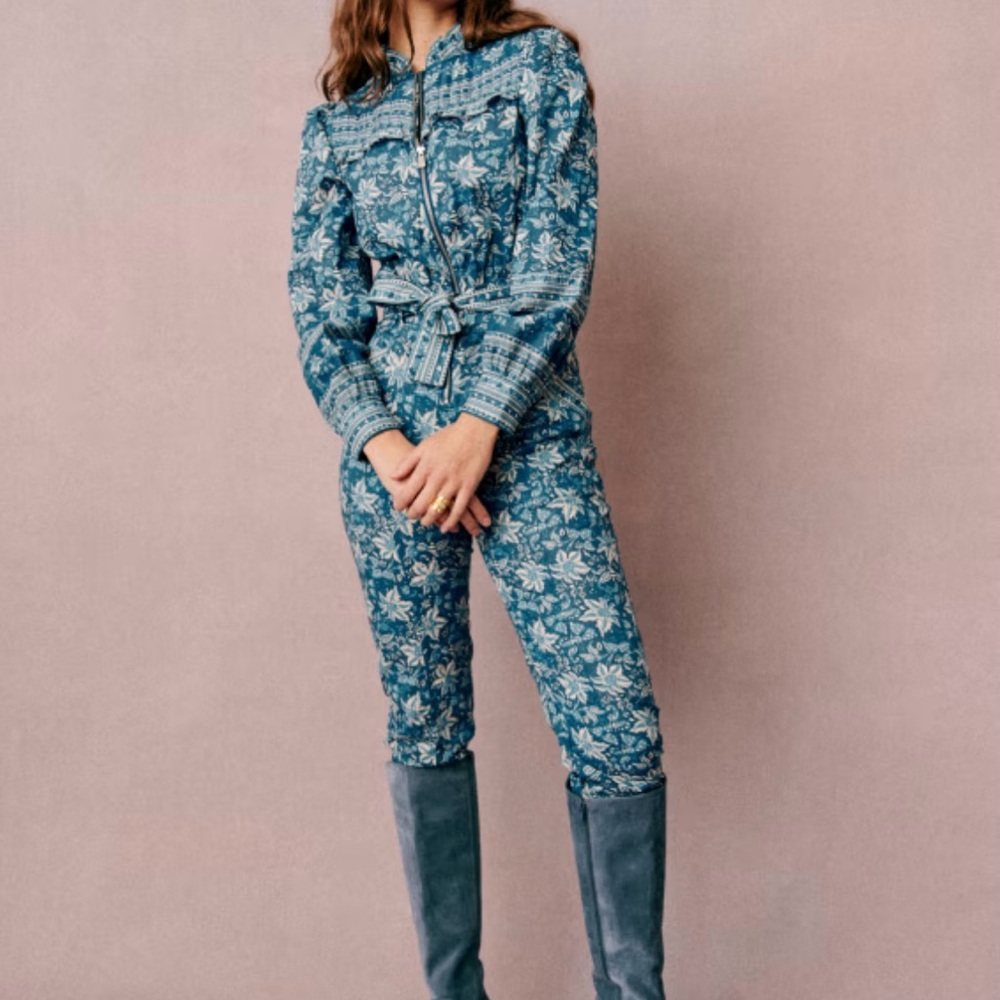 Sezane x SeaNY Blue Floral Jumpsuit